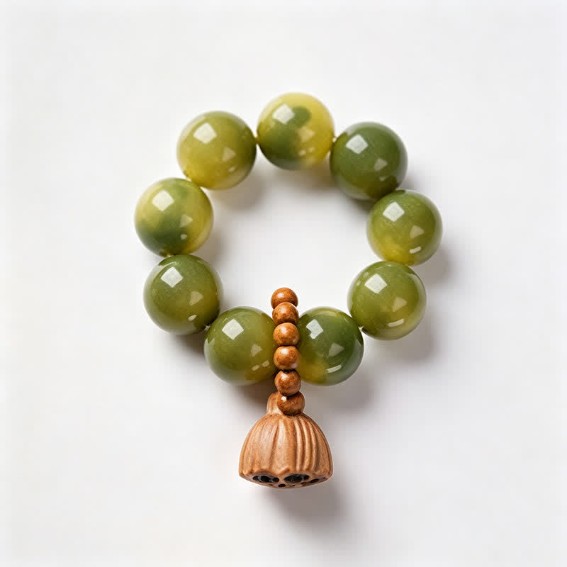 Nimara Ritual White Bodhi Seed Lotus Pod Grounding Hand-Polished Tactile Meditation Beads Decorations