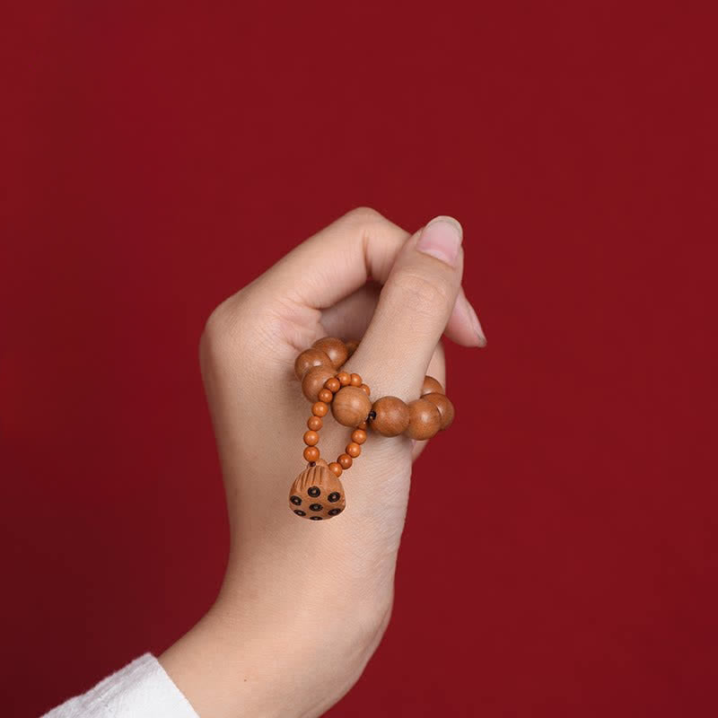 Nimara Ritual Peach Wood Lotus Pod Grounding Hand-Polished Tactile Meditation Beads Decorations