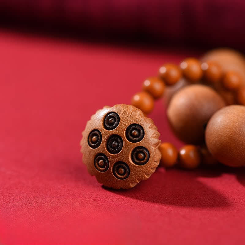 Nimara Ritual Peach Wood Lotus Pod Grounding Hand-Polished Tactile Meditation Beads Decorations