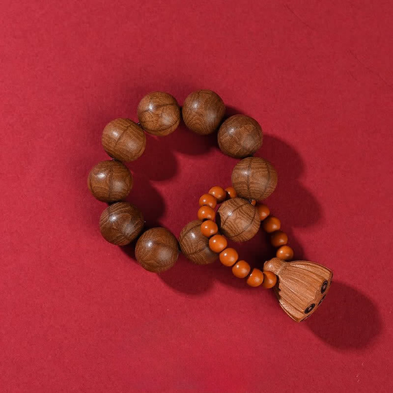 Nimara Ritual Peach Wood Lotus Pod Grounding Hand-Polished Tactile Meditation Beads Decorations