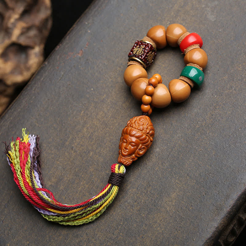 Nimara Ritual Bodhi Seed Avalokiteshvara Fu Character Peace Tibetan Colorful Tassel Tactile Meditation Beads Decorations