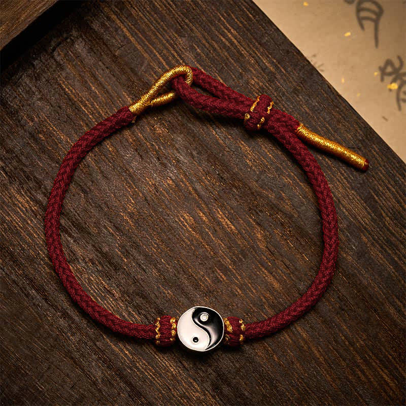 Nimara Ritual Hand-Woven Yin Yang Red String Lucky Adjustable Braided Cord Bracelet