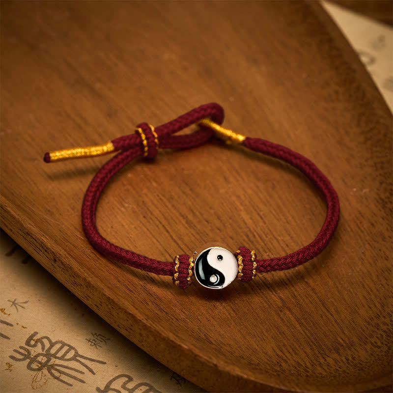 Nimara Ritual Hand-Woven Yin Yang Red String Lucky Adjustable Braided Cord Bracelet