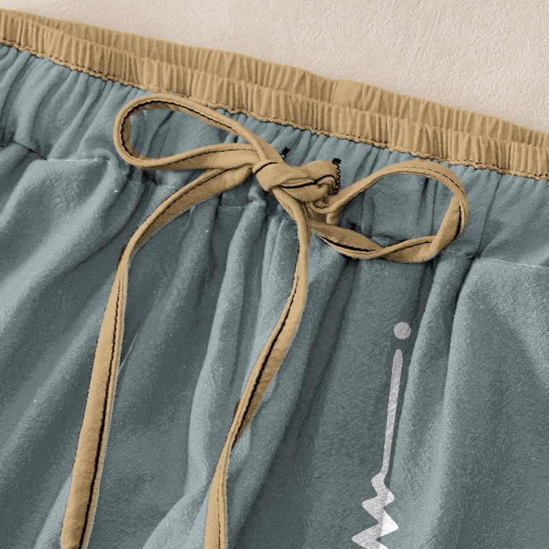 Nimara Ritual Pure Cotton Om Symbol Pattern Women's Elastic Waist Pants With Pockets