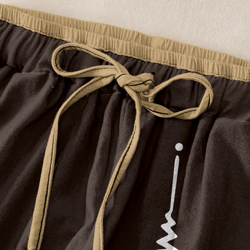 Nimara Ritual Pure Cotton Om Symbol Pattern Women's Elastic Waist Pants With Pockets