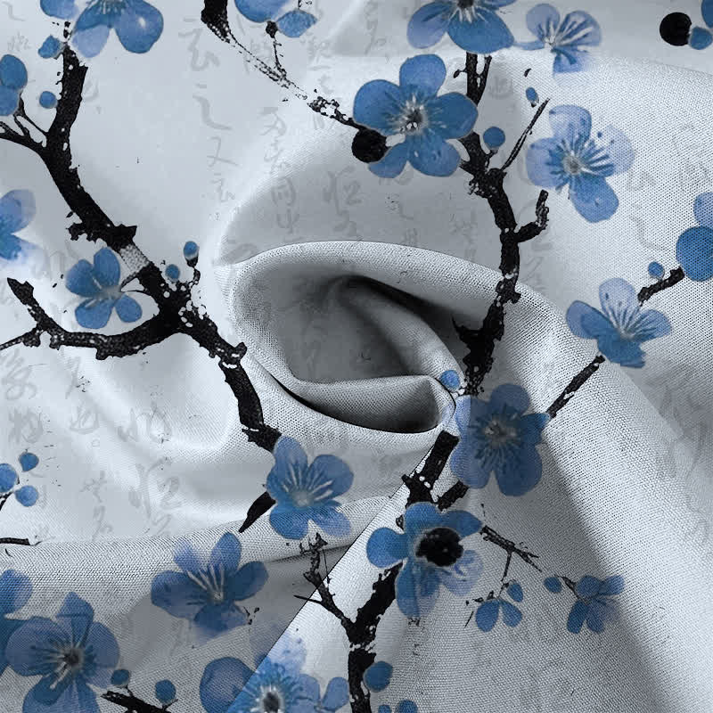 Nimara Ritual Red Plum Blossom Branch Pattern Buttons Wrinkle-resistant Men's Short Sleeve Shirt
