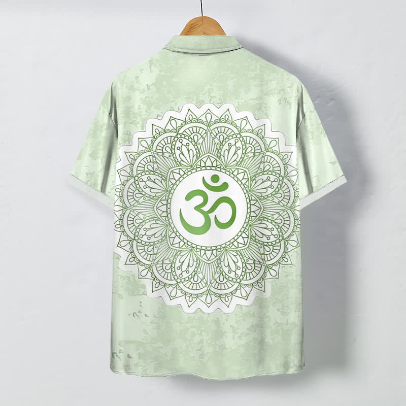 Nimara Ritual Om Mandala Pattern Buttons Breathable Men's Short Sleeve Shirt
