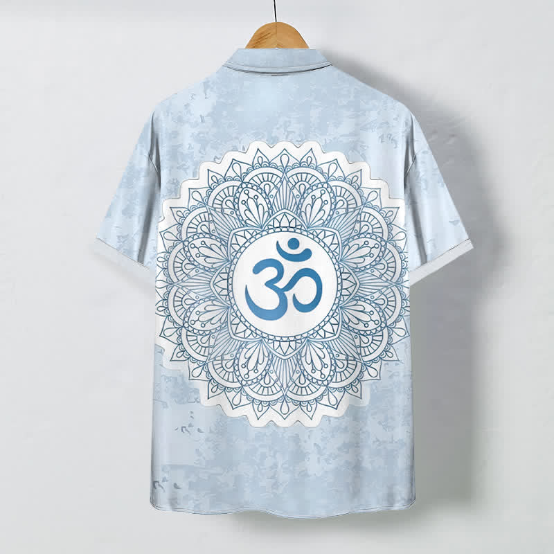 Nimara Ritual Om Mandala Pattern Buttons Breathable Men's Short Sleeve Shirt