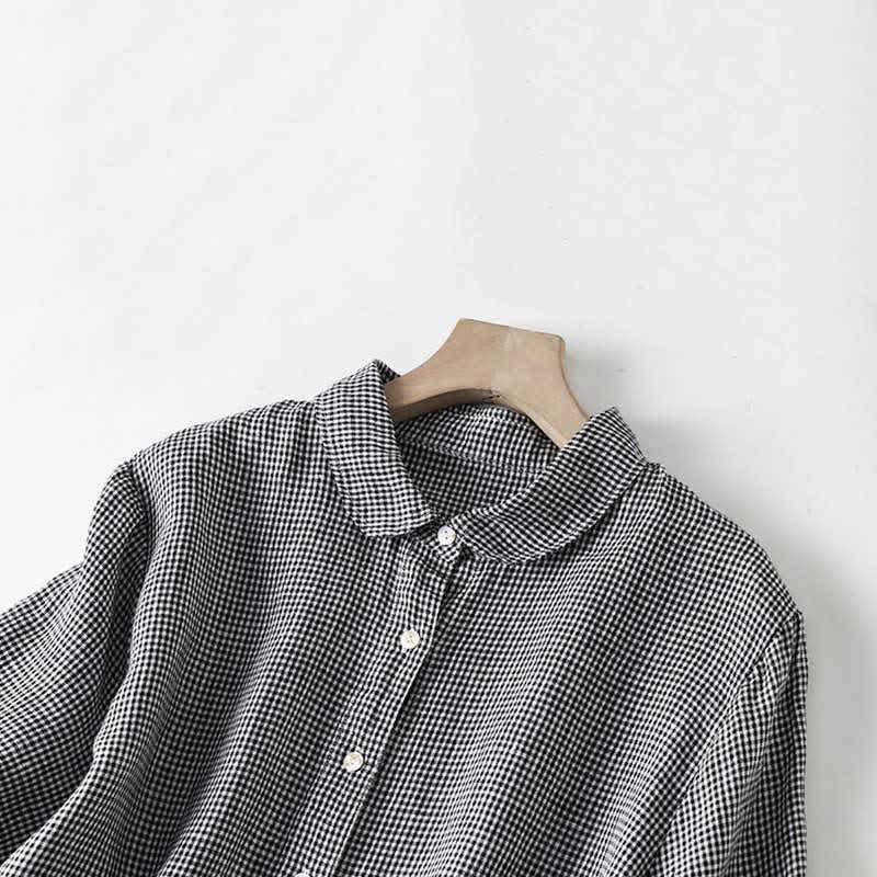 Nimara Ritual Summer Casual Vintage Button-Up Plaid Women's Short Sleeve Dresses