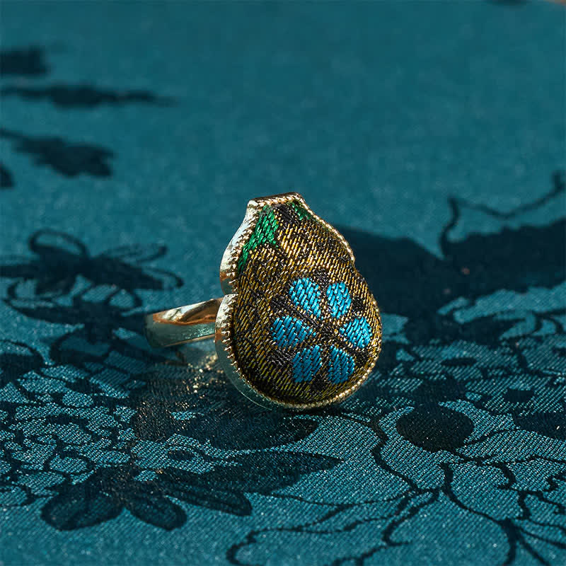 Nimara Ritual Song Brocade Gourd Shaped Blessing Adjustable Vintage Chinese Style Ring