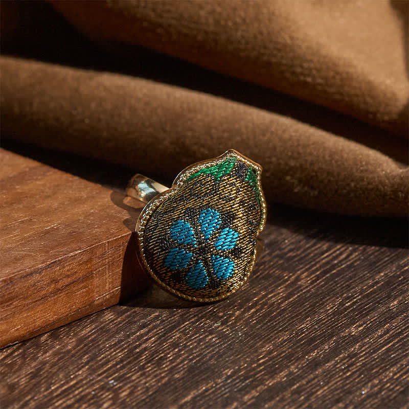 Nimara Ritual Song Brocade Gourd Shaped Blessing Adjustable Vintage Chinese Style Ring