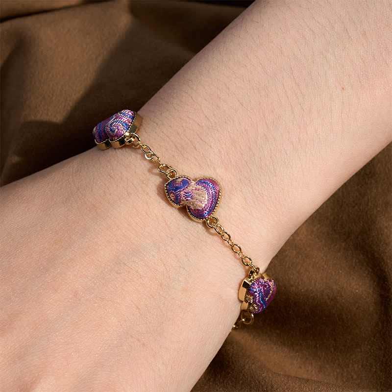 Nimara Ritual Song Brocade Copper Gourd Blessing Gold Tone Bracelet