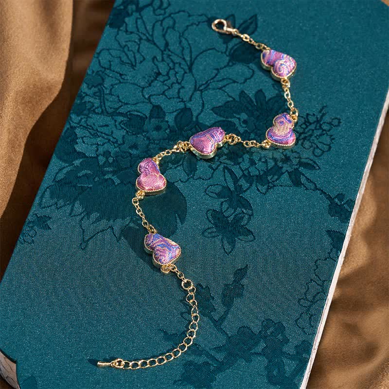 Nimara Ritual Song Brocade Copper Gourd Blessing Gold Tone Bracelet