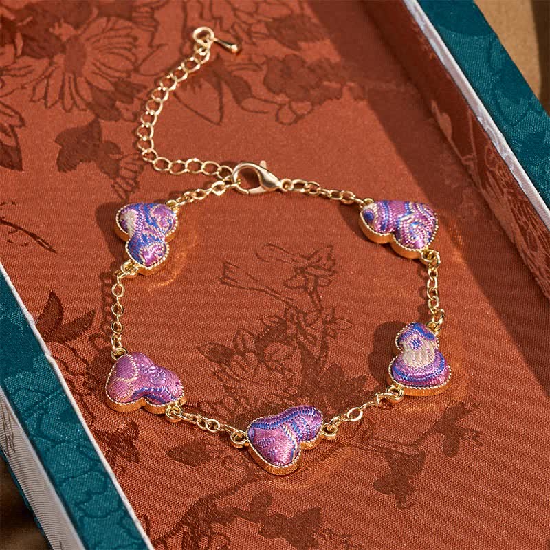 Nimara Ritual Song Brocade Copper Gourd Blessing Gold Tone Bracelet