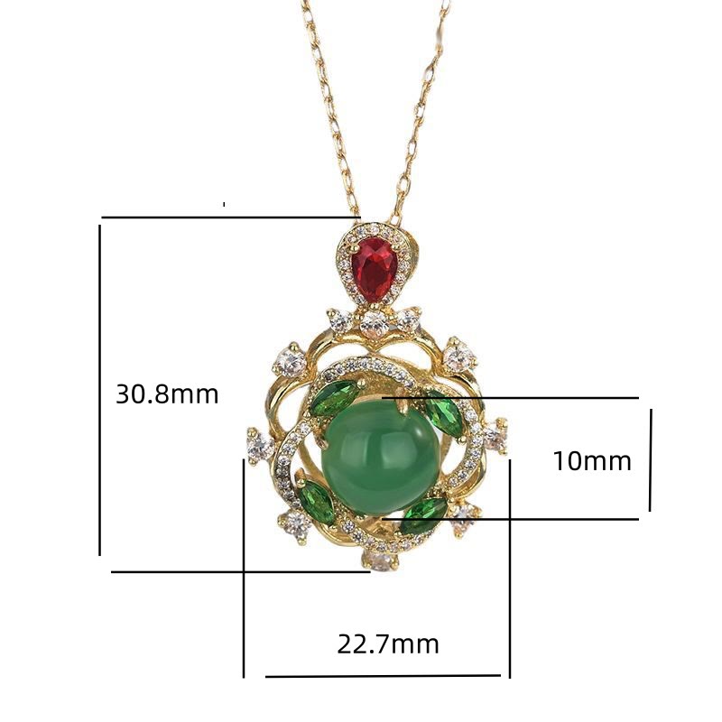 Nimara Ritual Cyan Jade Red Crystal Luck Necklace