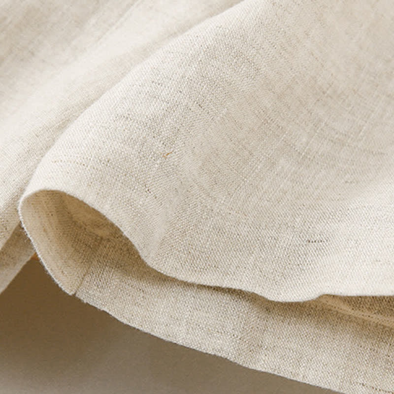 Nimara Ritual Summer Minimalist Button-Up Solid Cotton Linen Men's Short Sleeve Shirts With Pocket