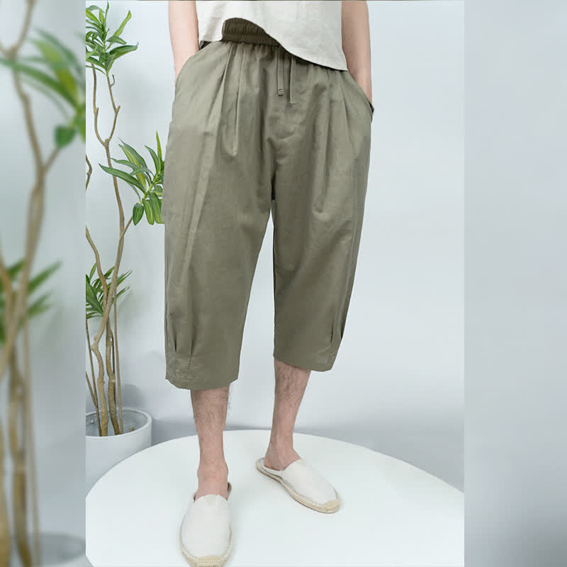 Nimara Ritual Summer Casual Vintage Drawstring Solid Men's Harem Pants With Pockets
