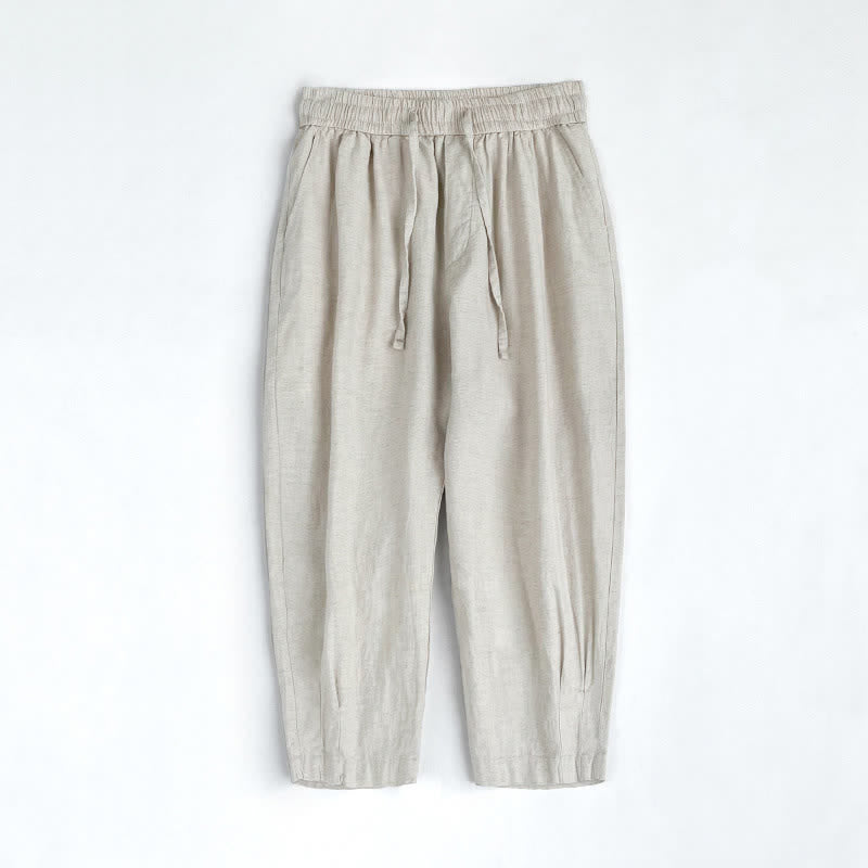 Nimara Ritual Summer Casual Vintage Drawstring Solid Men's Harem Pants With Pockets