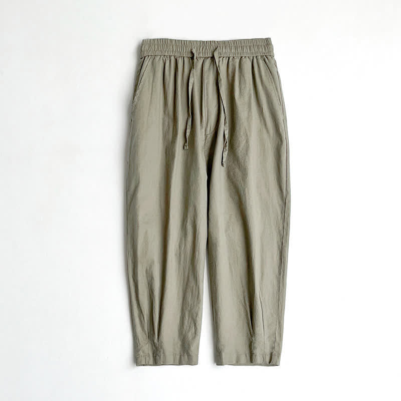 Nimara Ritual Summer Casual Vintage Drawstring Solid Men's Harem Pants With Pockets