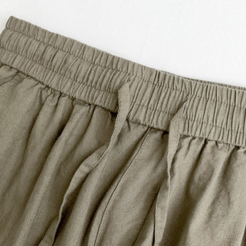 Nimara Ritual Summer Casual Vintage Drawstring Solid Men's Harem Pants With Pockets
