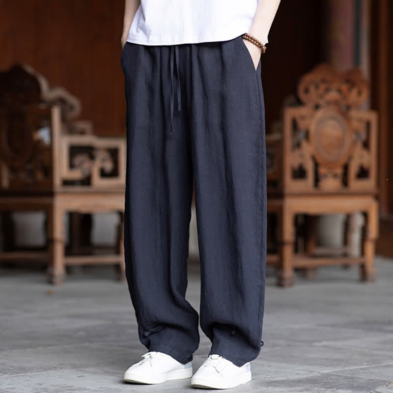 Nimara Ritual Summer Casual Vintage Drawstring Elastic Waist Solid Ankle Pants Men's Tapered Pants