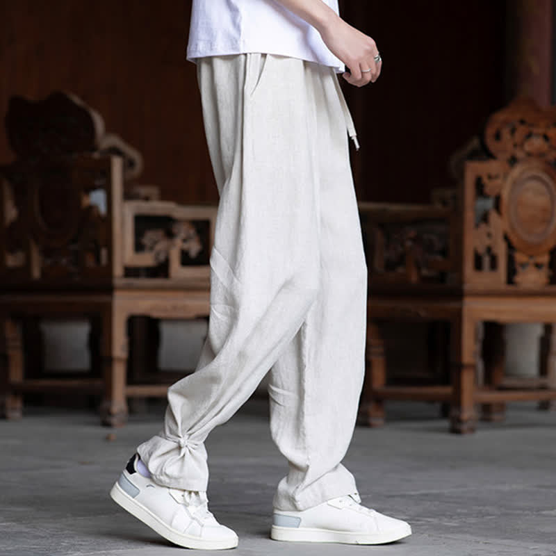 Nimara Ritual Summer Casual Vintage Drawstring Elastic Waist Solid Ankle Pants Men's Tapered Pants