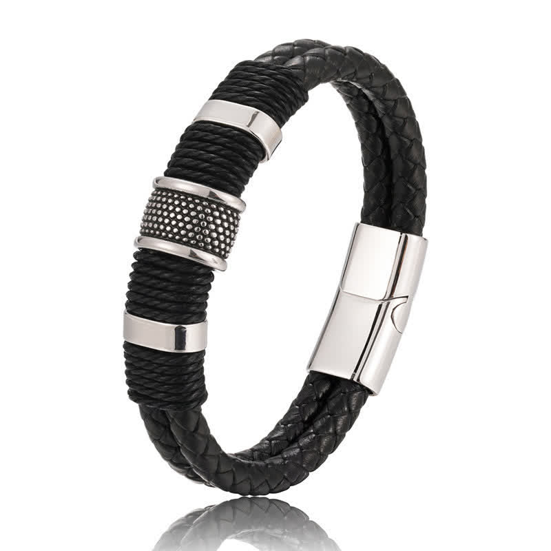 Nimara Ritual Leather Hand-Woven Strength Double Layer Braided Bracelet