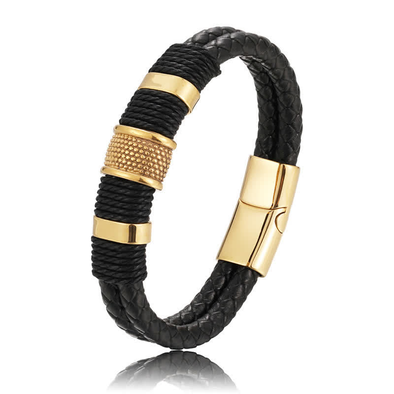 Nimara Ritual Leather Hand-Woven Strength Double Layer Braided Bracelet