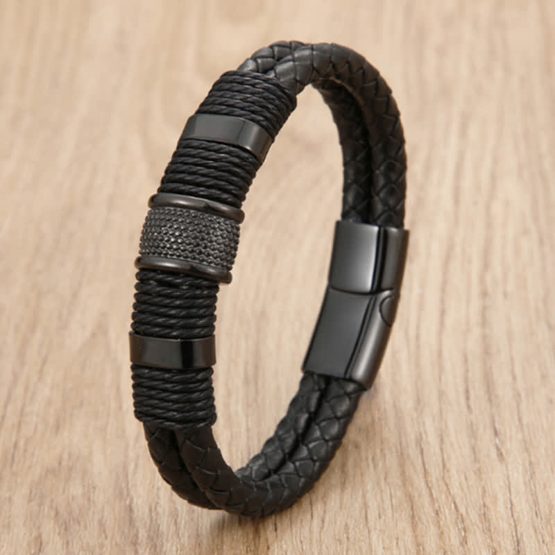 Nimara Ritual Leather Hand-Woven Strength Double Layer Braided Bracelet
