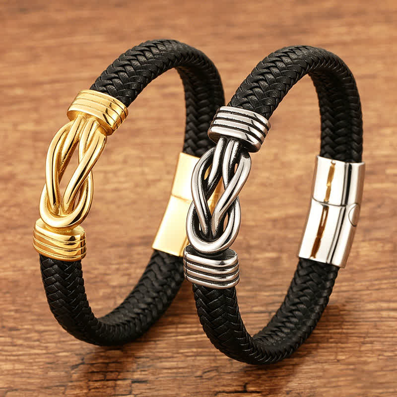 Nimara Ritual Leather Braided Infinite Knot Durability Geometric Balance Bracelet