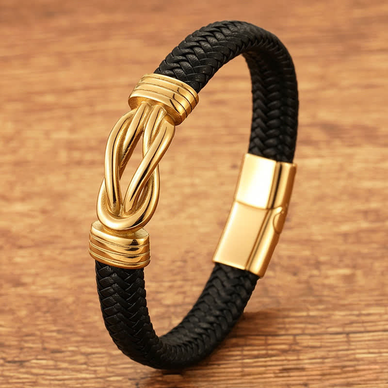Nimara Ritual Leather Braided Infinite Knot Durability Geometric Balance Bracelet