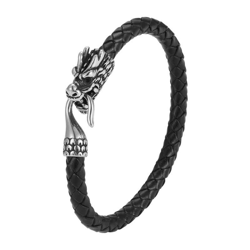 Nimara Ritual Braided Leather Dragon Strength Punk Bracelet