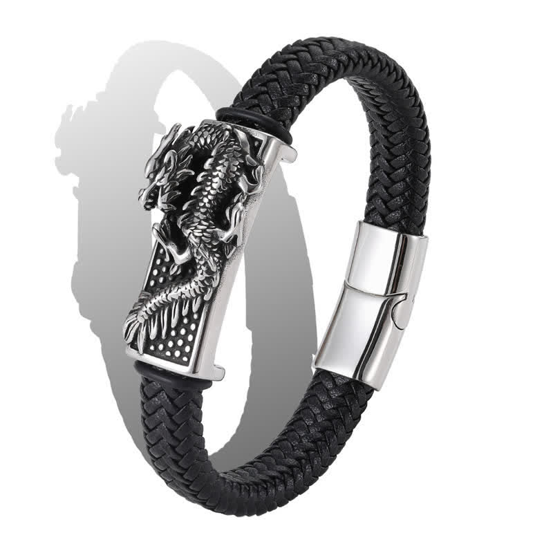 Nimara Ritual Hand-Woven Dragon Strength Braided Stainless Steel Bracelet
