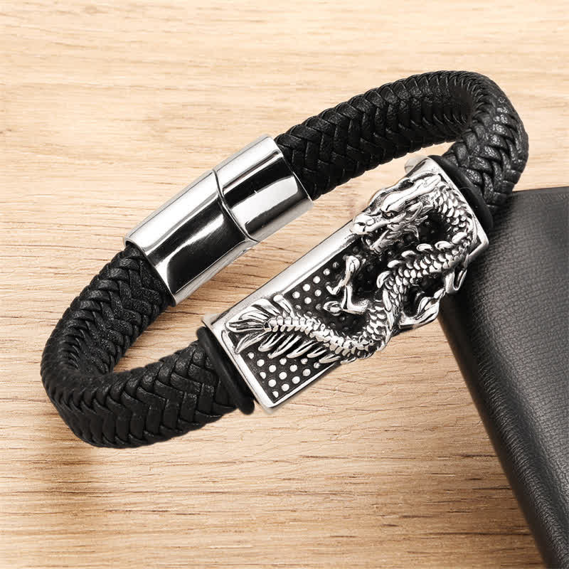 Nimara Ritual Hand-Woven Dragon Strength Braided Stainless Steel Bracelet