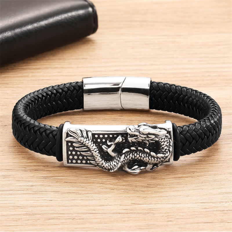 Nimara Ritual Hand-Woven Dragon Strength Braided Stainless Steel Bracelet