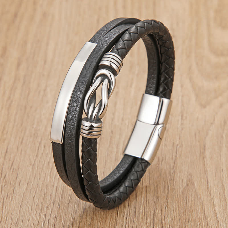 Nimara Ritual Leather Braided Protection Geometric Magnetic Clasp Bracelet