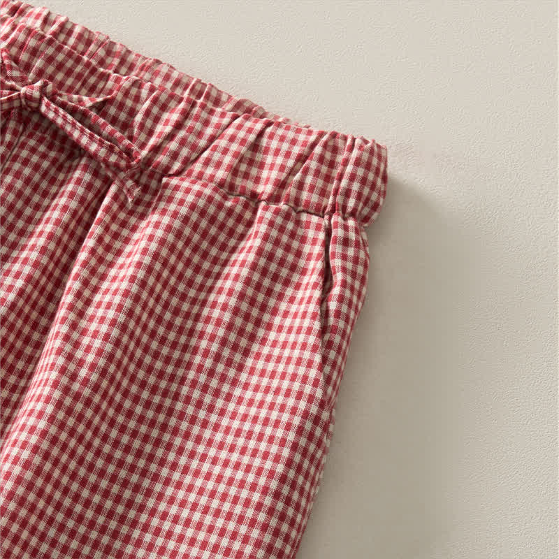 Nimara Ritual Summer Vintage Drawstring Plaid Cotton Women's Shorts