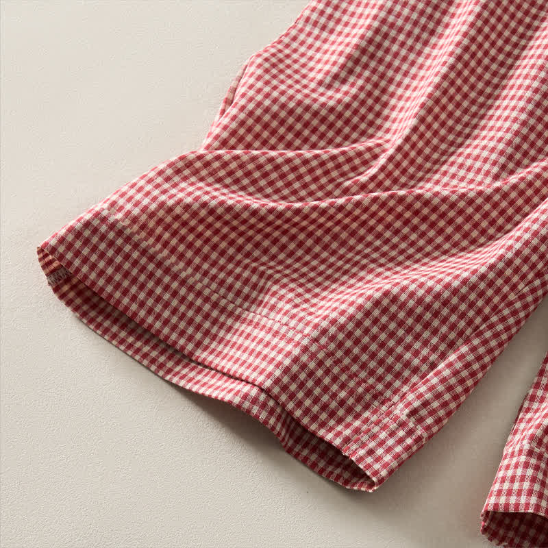 Nimara Ritual Summer Vintage Drawstring Plaid Cotton Women's Shorts