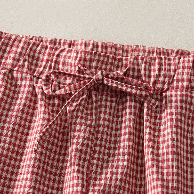 Nimara Ritual Summer Vintage Drawstring Plaid Cotton Women's Shorts