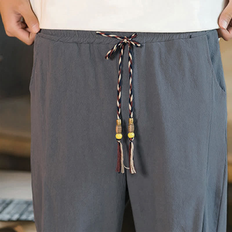 Nimara Ritual Summer Casual Minimalist Drawstring Solid Men's Cropped Pants With Pocket