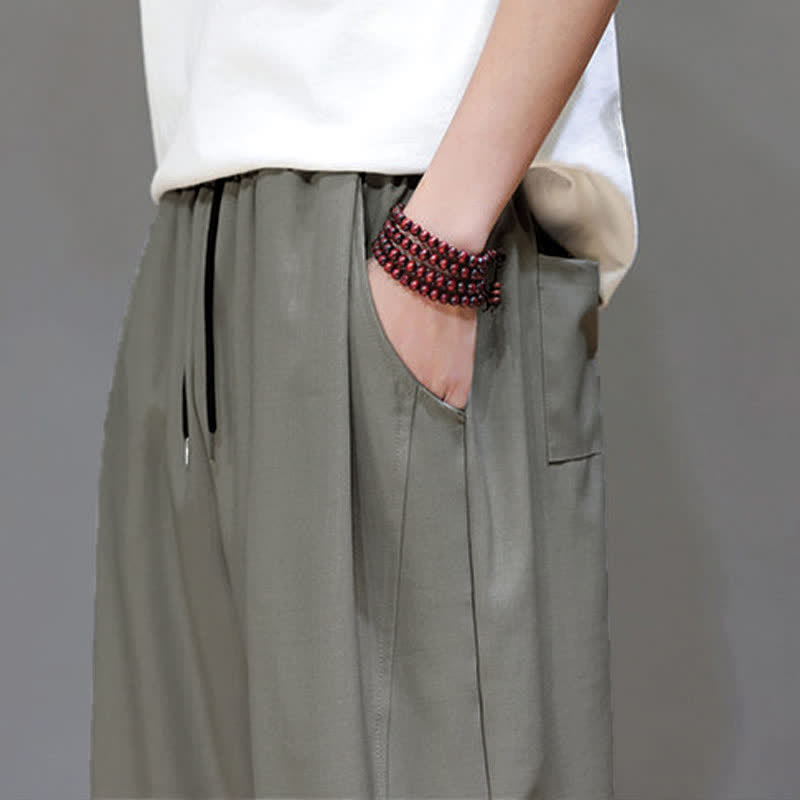 Nimara Ritual Summer Casual Minimalist Drawstring Solid Men's Cropped Pants With Pocket