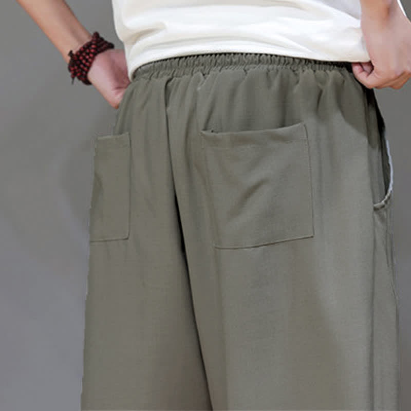 Nimara Ritual Summer Casual Minimalist Drawstring Solid Men's Cropped Pants With Pocket