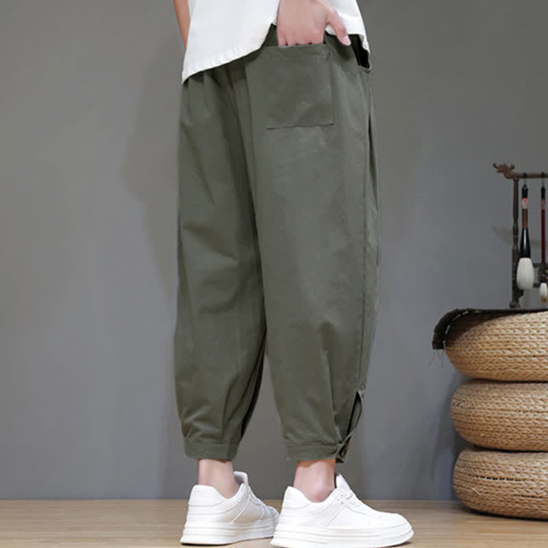 Nimara Ritual Summer Casual Minimalist Drawstring Solid Men's Cropped Pants With Pocket
