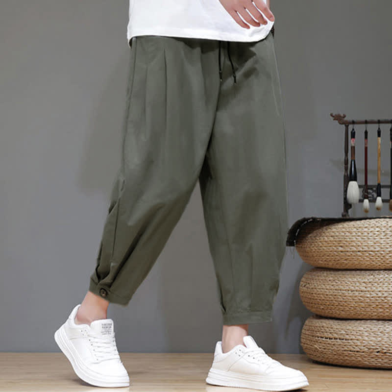 Nimara Ritual Summer Casual Minimalist Drawstring Solid Men's Cropped Pants With Pocket