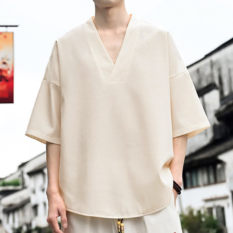 Nimara Ritual Summer Minimalist Casual Side Slit Solid Men's Short Sleeve T-Shirts