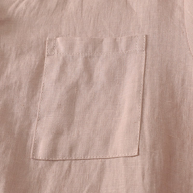 Nimara Ritual Summer Casual Minimalist Button-Up Solid Women's Short Sleeve Shirts With Pocket