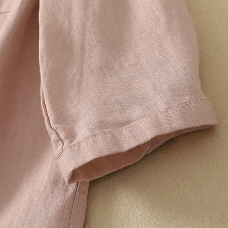 Nimara Ritual Summer Casual Minimalist Button-Up Solid Women's Short Sleeve Shirts With Pocket
