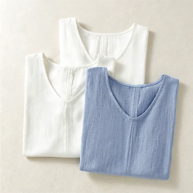 Nimara Ritual Summer Casual Minimalist Solid V-Neck Women's Short Sleeve T-Shirts