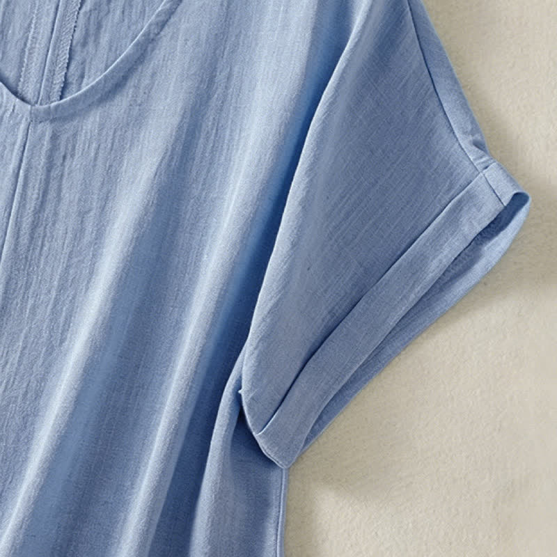 Nimara Ritual Summer Casual Minimalist Solid V-Neck Women's Short Sleeve T-Shirts