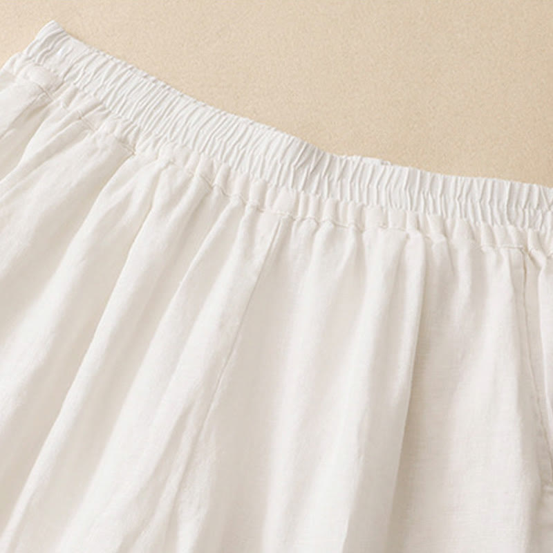 Nimara Ritual Summer Casual Hollow Embroidery Hem Solid Ankle Pants Women's Harem Pants With Pocket